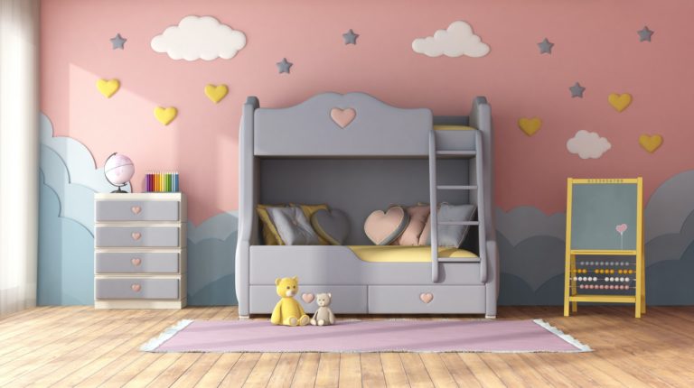 Colorful children room with bunk bed